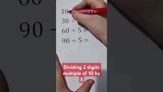 DIVIDING 2 DIGITS MULTIPLE OF 10 BY 5 [upl. by Lyret]