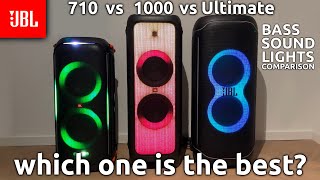 JBL Partybox 710 vs 1000 vs Ultimate  Bass Sound and Lights Comparison [upl. by Ulrike]