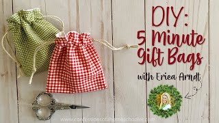 5 Minute Gift Bag  Easy Sewing Tutorial [upl. by Elletnahc]