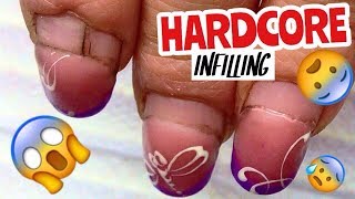 😈 HARDCORE NAILS INFILLING REAL WORK IN MY NAIL SALON Greatest tutorial ever [upl. by Adnerad352]