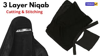 3 layer niqab cutting and stitching  How To Cut and Stitch ThreePiece Hijab Easy Tutorial [upl. by Jadwiga486]