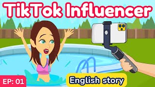 TikTok Influencer part 01  English Story  Learn English  Animation  Learn English with Kevin [upl. by Elamaj]