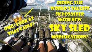 Riding The Worlds Tallest SkyCoaster With New Sky Sled Modifications Is INSANELY SCARY  FUN [upl. by Eilraep]