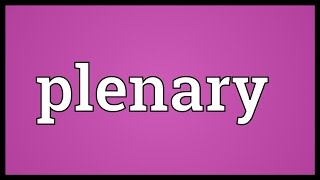 Plenary Meaning [upl. by Annoid805]