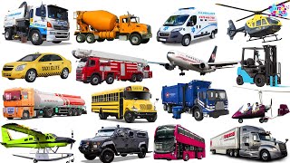 Car Truck Bus Train Taxi Airplane Street Vehicles  LEARN ENGLISH NAME OF TRANSPORTATIONS [upl. by Latimore]