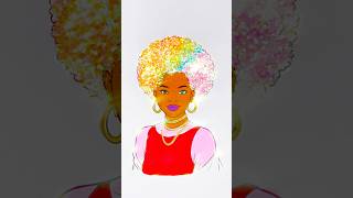 DIY glitter 4 colors girl Afro hairstyle easy kids art kids afro hairstyle colors [upl. by Guimond]