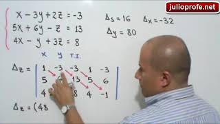 Sistema de 3x3 resuelto por Regla de Cramer [upl. by Auot282]