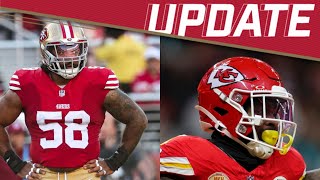 Super Bowl Roster Moves 49ers elevate Alex Barrett amp TY McGill  Chiefs activate Jerick McKinnon [upl. by Annagroeg]