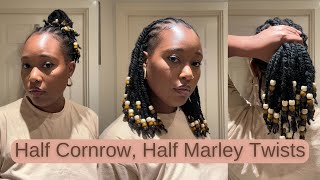 YOUR NEXT HAIRSTYLE 👀 MARLEY TWIST WITH BEADS  HALF CORNROW HALF TWIST TUTORIAL [upl. by Jarnagin]