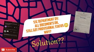 SSC Department DVAll Documents OKBut Got Provisional Status😳WhySolutionssc sscmtsdv sscdv [upl. by Woermer]