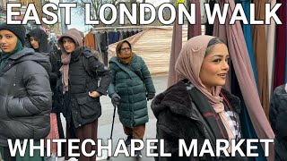 🇬🇧 East London Walking Tour Wandering through Whitechapel Market Multicultural London Suburb 4k [upl. by Macknair589]