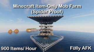 Minecraft All Mob Farm  900 Items Per Hour  Easy Build  spiderProof [upl. by Fablan]