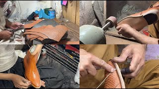 Start To End Full Video Ankle High Leather boots Upper Making Hand Stitching And Hand Dye ASMR [upl. by Hannala572]