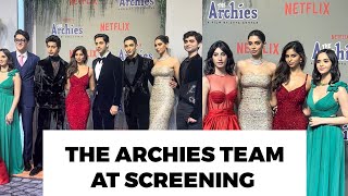 The Archies TEAM  Suhana Khan Khushi Kapoor Agastya Nanda Mihir Ahuja at screening [upl. by Sharona]