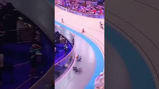 Crazy Bike Crash Albert Torres from Spain Track Cycling Omnium Olympics Paris 2024 [upl. by Nations]