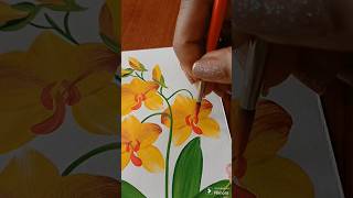 One stroke Orchid painting ideas  easy flowers painting ideas  satisfying art  easy fflower art [upl. by Aleac]