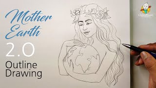 Mother Earth 20 Drawing Step By Step Video  How To Draw Earth Day Poster [upl. by Capwell]