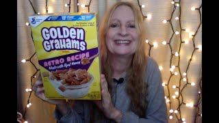 ASMR Golden Grahams Cereal Retro Recipe Crunchy Unboxing Sounds Relax [upl. by Tini77]