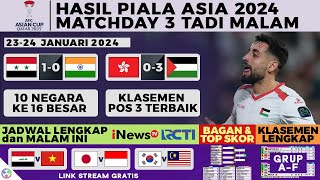 10 Negara Lolos 16 Besar Hasil Piala Asia 2024 Hari Ini  Hong Kong vs Palestina 03 Asian Cup 2023 [upl. by Bentley]