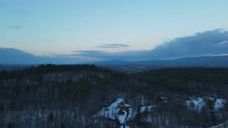 4K drone videoVermont in Nov with snow on the ground at beautiful sunset with Adirondacks [upl. by Ru613]