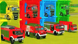 TRANSPORTING COLOR FIRE DEPARTMENT MERCEDES AMBULANCE MAN POLICE   Farming Simulator 22 [upl. by Ainoek416]