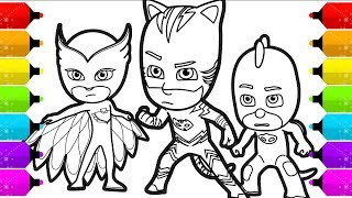 PJ Masks Coloring Pages  How to Draw Catboy Gekko and Owlette [upl. by Lleder427]