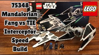 LEGO Star Wars 75348 Mandalorian Fang Fighter vs TIE Interceptor Timelapse Speed Build [upl. by Schaffer]