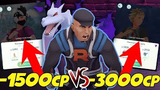 1500cp TEAM vs 3000cp TEAM Against Cliff Shadow Aerodactyl in Pokemon GO [upl. by Niwde]