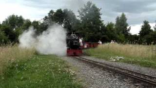 Moors Valley Railway Loco Thor at Eastliegh Lakeside railway with Stanier hooter 2008 [upl. by Ehcar]