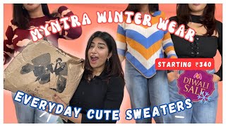 MYNTRA Winter Wear Sweater Haul starting ₹340 only [upl. by Genevieve]