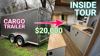 Cargo Trailer turned into AMAZING Custom Camper [upl. by Harriett]