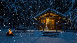 Overnight Winter Snowstorm In Cozy Log Cabin  Winter Wonderland [upl. by Depoliti]