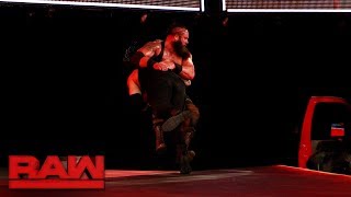 Roman Reigns Spears Braun Strowman off the stage Raw July 3 2017 [upl. by Noella]