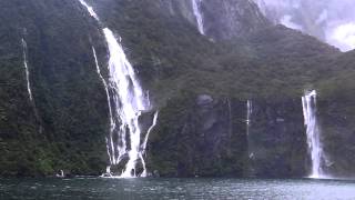 Milford Sound NZ Waterfalls Fiordland National Park [upl. by Luana]