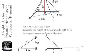 3D RightAngles Find Pyramid Height Using Pythagoras’ Theorem Grade 9  GCSE Maths [upl. by Inafit]