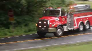 Power Call Wagontown Fire Company Tanker 35 responding to a House Fire Tanker Shuttle [upl. by Hedve932]