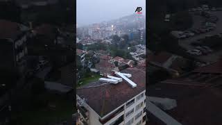 Panels blown off roof as Hurricane Kirk pounds Spain spain hurricane kirk mallorca [upl. by Aissela]