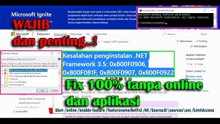 Cara mengatasi NET Framework 35 installation errors 0x800F0906 0x800F081F 0x800F0907 0x800F0922 [upl. by Ayotaj417]