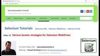 Selenium Video 12  Various Locator Strategies For Selenium Webdriver [upl. by Clementis181]