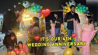 Its Our 4th Wedding anniversary ❤️🥂  New ghar par kia celebration 🎉  ♾️many more to go [upl. by Macfadyn751]