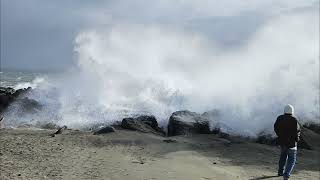 ocean shores north jetty after morning storm nov 2024 [upl. by Adnohsal85]