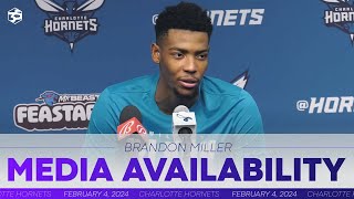 Hornets vs Pacers Brandon Miller Postgame Media Availability  242024 [upl. by Dombrowski479]