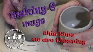 Pottery Wheel throwing  6 mugs [upl. by Odell]