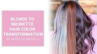 Blonde to brunette hair color transformation by Mirella Manelli  Kenra Color [upl. by Chandra]