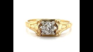 Art Deco Solitaire Diamond Ring Mined 31ct Old Euro Original 1920s Antique 14K [upl. by Eislehc25]