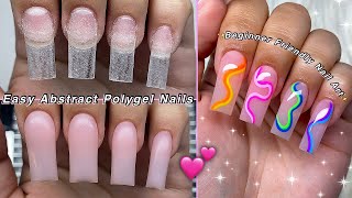 EASY ABSTRACT POLYGEL NAILS💕 BEGINNER FRIENDLY NAIL ART amp SUMMER NAIL DESIGN  Nail Tutorial [upl. by Kelwunn]