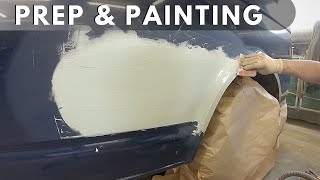 Repair car body  Prep amp painting Minibus panel  Подготовка и покраска панели  Roberlo filler [upl. by Aivatan]