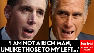 WATCH Josh Hawley Throws Shade At Mitt Romney And Other Senators For Opposing Stock Trading Ban [upl. by Sulakcin54]