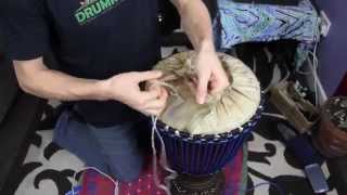 DRUMROOTS PROFESSIONAL DJEMBE SKINNING SERVICE Feat Sidiki Dembele Djembe Kan [upl. by Herrah]