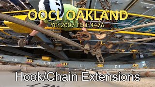 Lashing Container Ships  OOCL OAKLAND  Hookchain extensions  Longshoreman work [upl. by Eldin244]